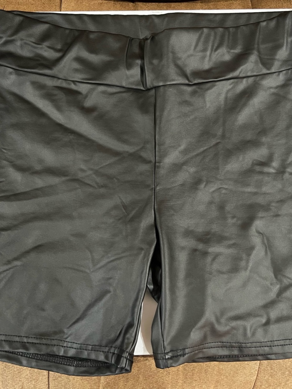 Black Faux Leather Biker Shorts